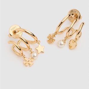 Tory Burch Kira faux pearl multi hoop earrings